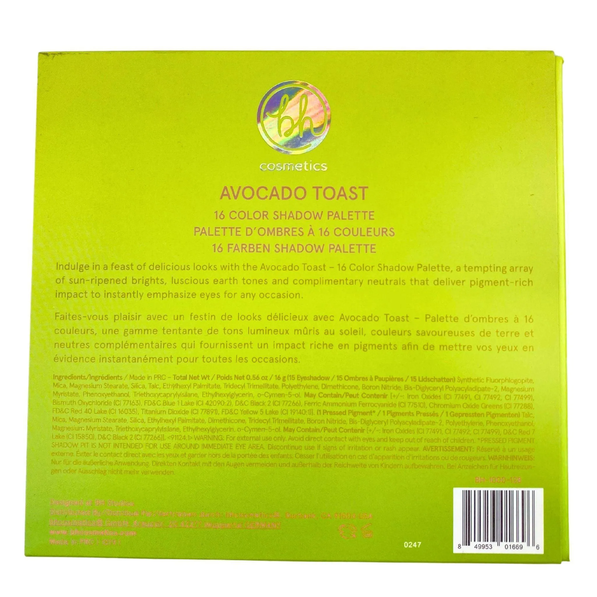 BH Cosmetics Weekend Vibes Avocado Toast 16 Color Shadow Palette (36 Pcs Lot)