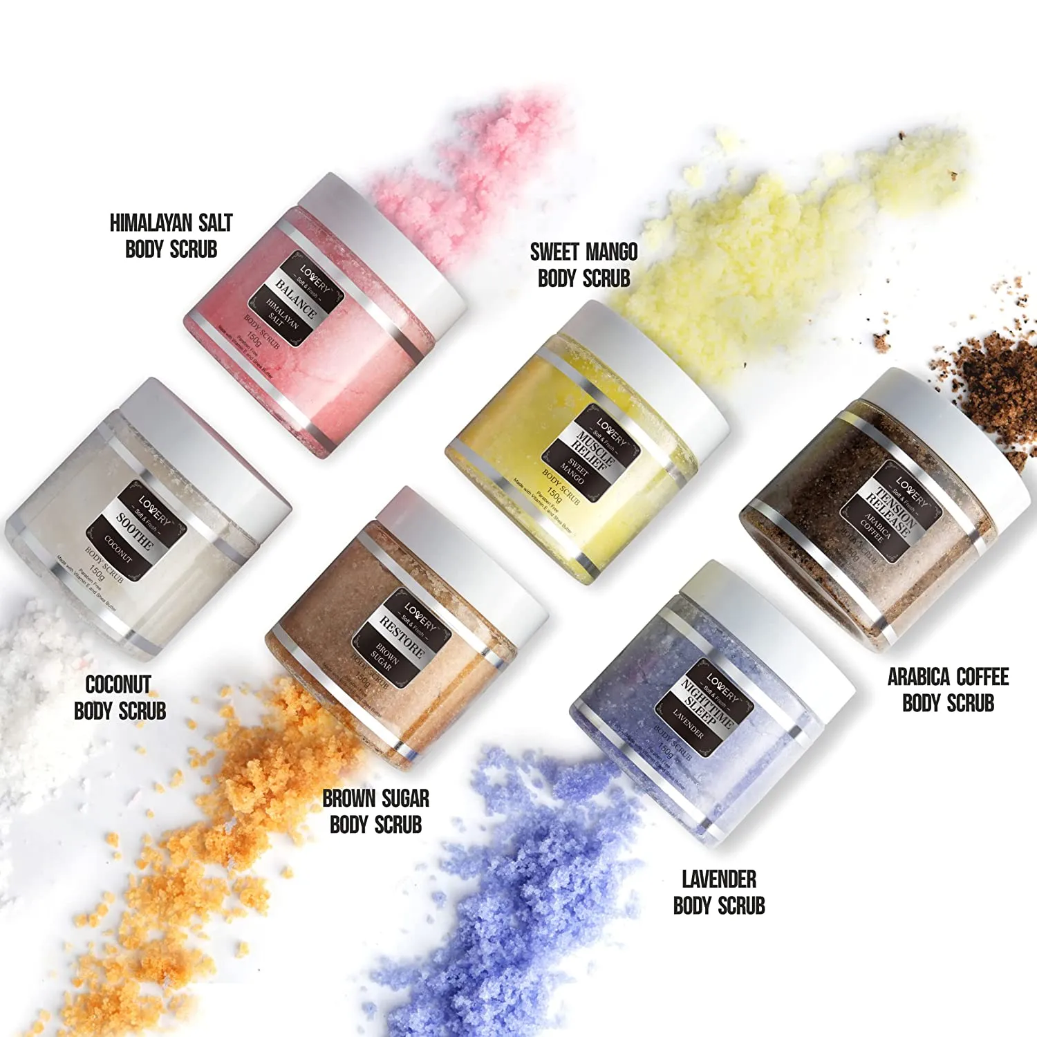 Body Scrub Gift Set - 8Pc Marble Exfoliating Spa Salts