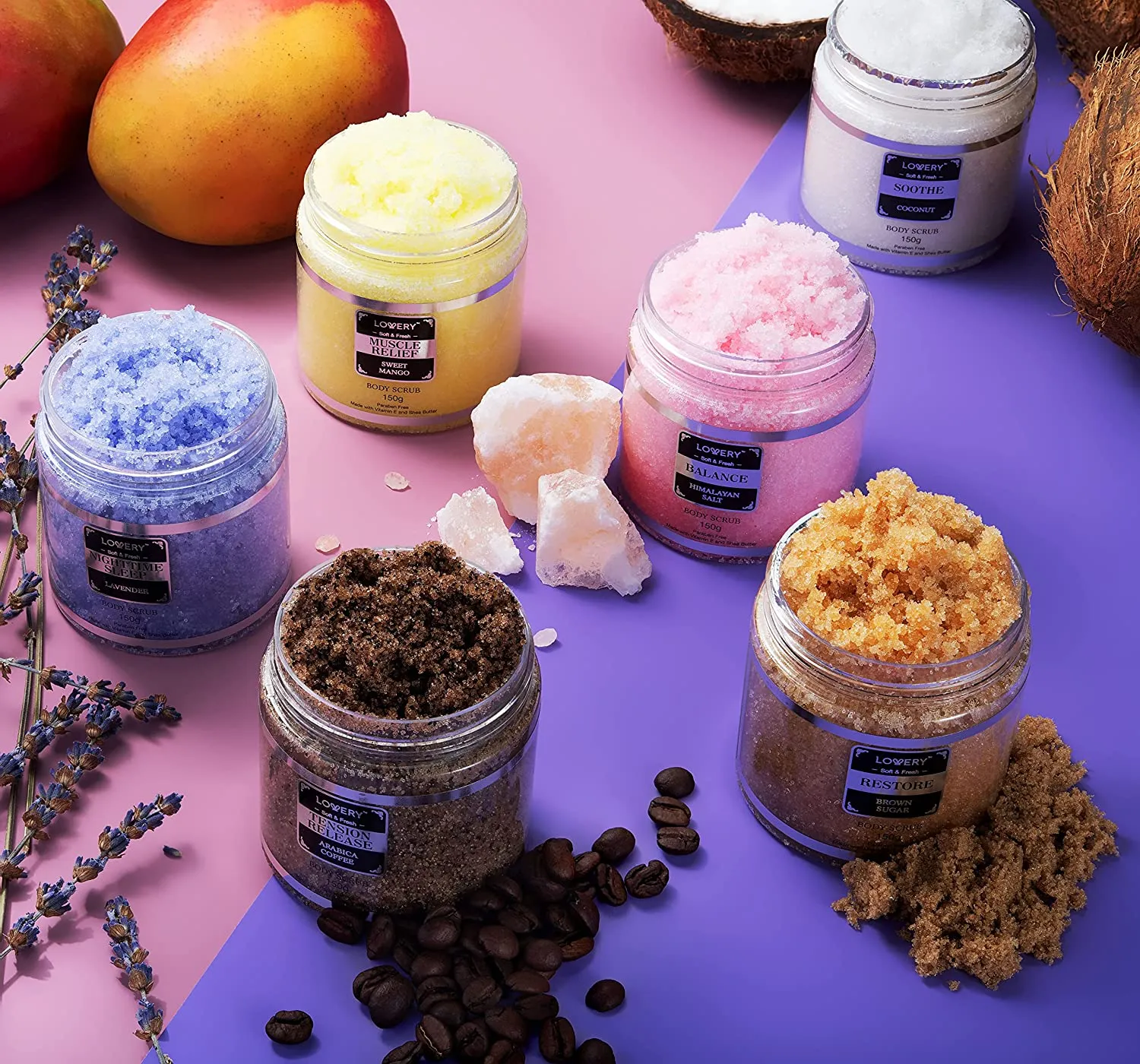Body Scrub Gift Set - 8Pc Marble Exfoliating Spa Salts