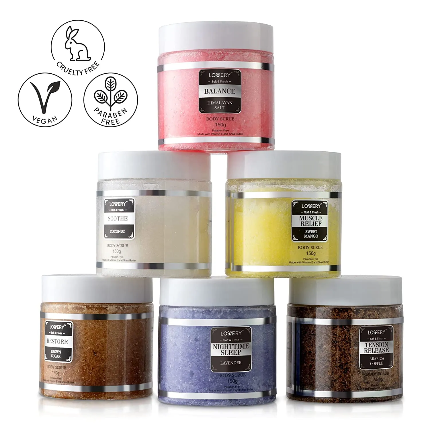 Body Scrub Gift Set - 8Pc Marble Exfoliating Spa Salts