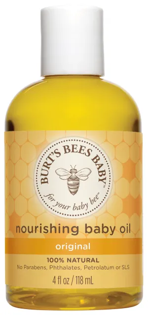 Burt's Bees Baby Nourishing Baby Oil, 100% Natural Origin Baby Skin Care - 4 Ounce Bottle