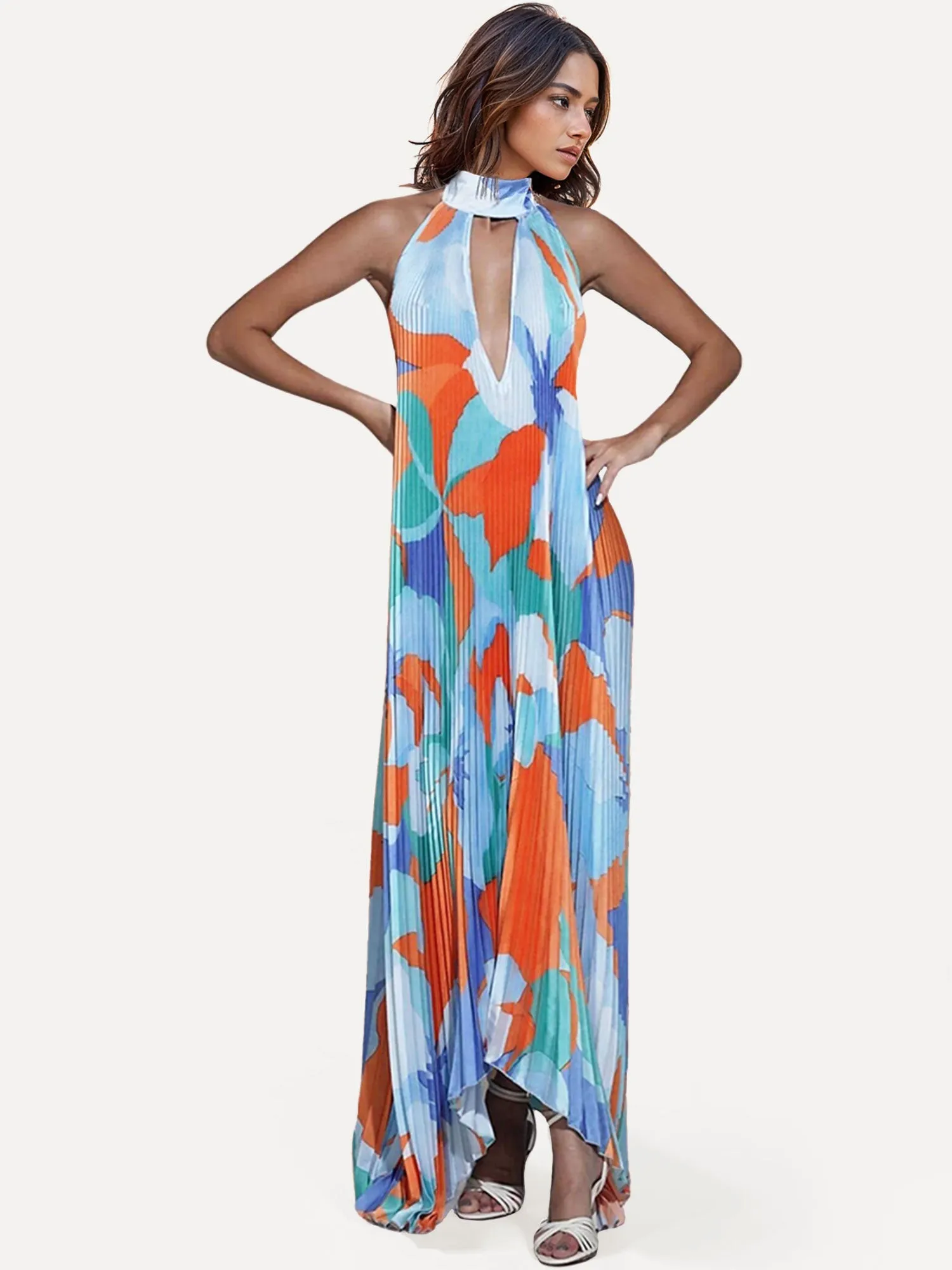 Colorful Flowing Sleeveless Dress