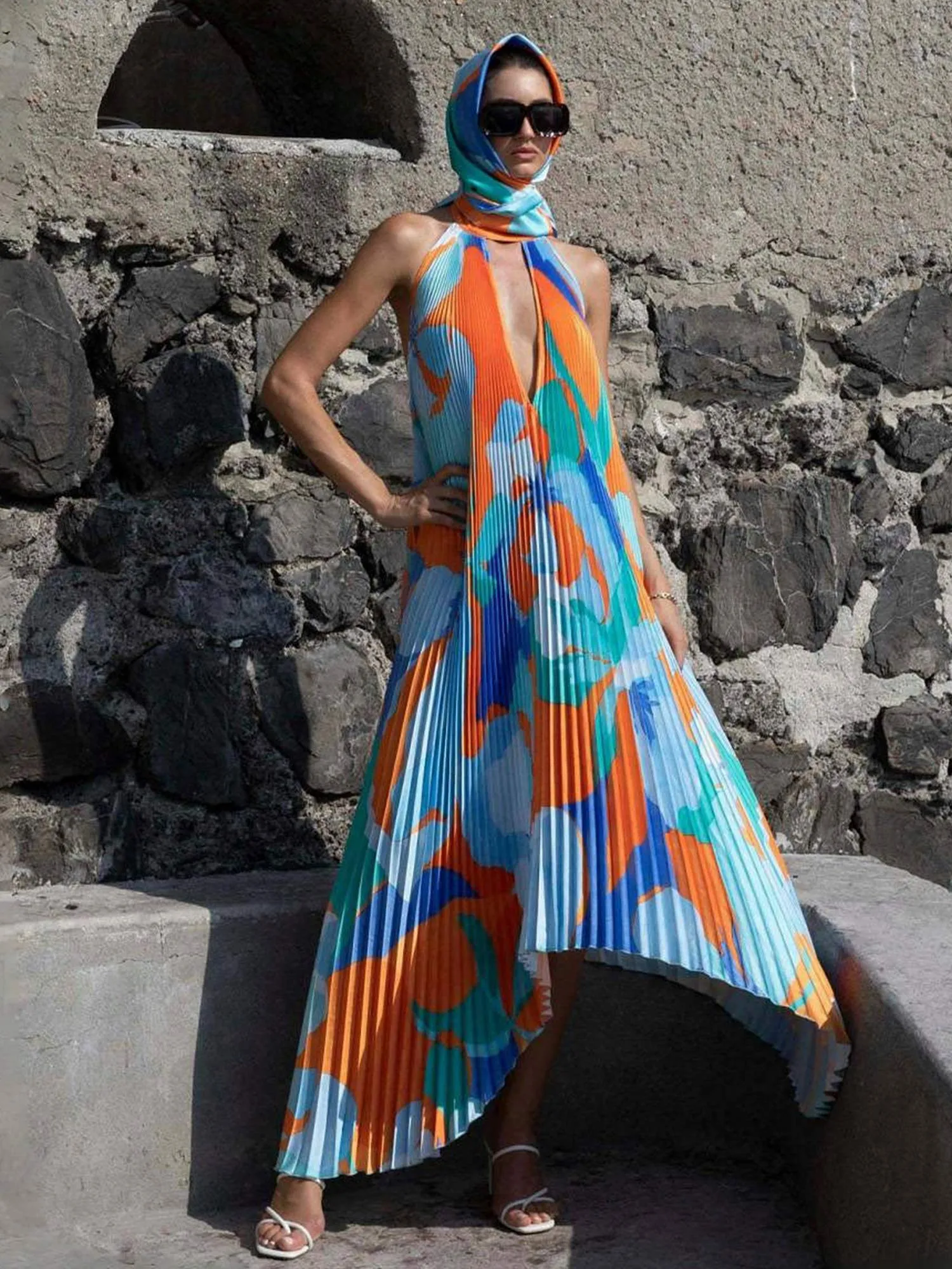 Colorful Flowing Sleeveless Dress
