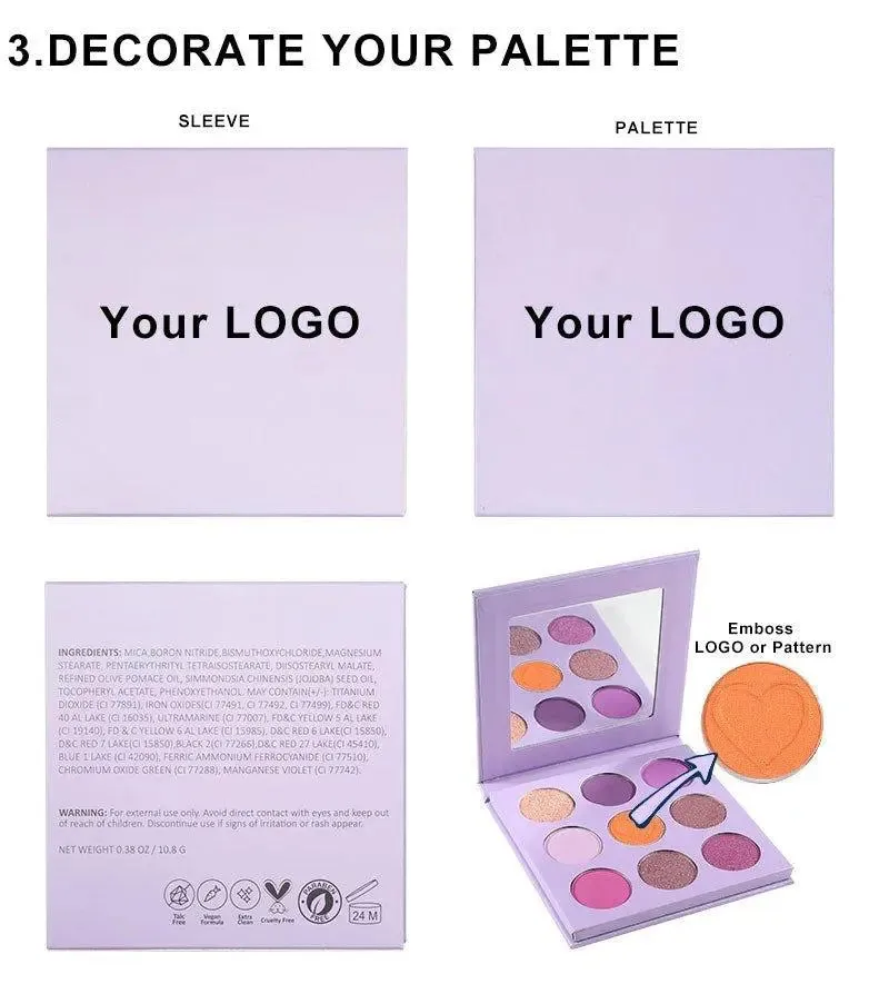 Colorful Luxury Vegan Eyeshadow Palette with Custom Branding Options