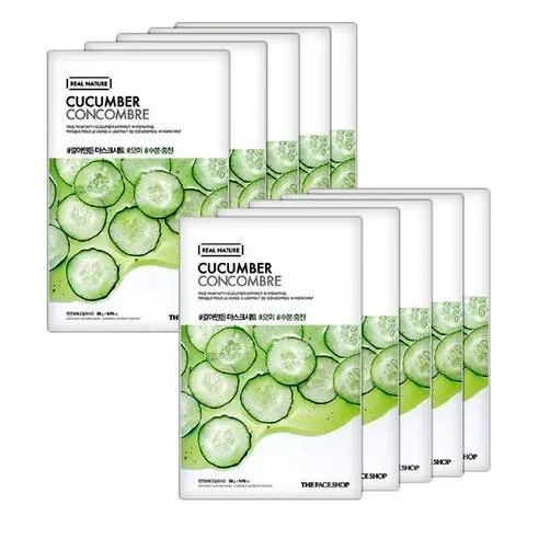 Cucumber Infusion Hydrating Facial Mask Collection - 10 Masks, 20g Each
