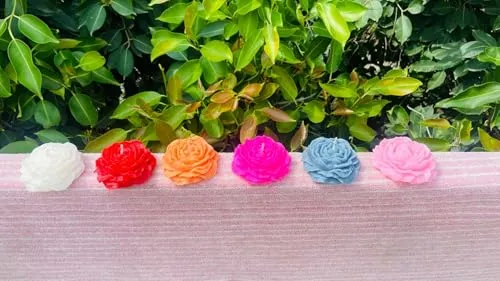 ELEGANTE HOMEZ Scented Peony Flower Candles Aroma Therapy Candles for Birthday Anniversary (Pack of 6, Grey)