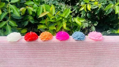 ELEGANTE HOMEZ Scented Peony Flower Candles Aroma Therapy Candles for Birthday Anniversary (Pack of 6, Grey)