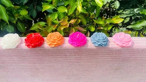 ELEGANTE HOMEZ Scented Peony Flower Candles Aroma Therapy Candles for Birthday Anniversary (Pack of 6, Grey)
