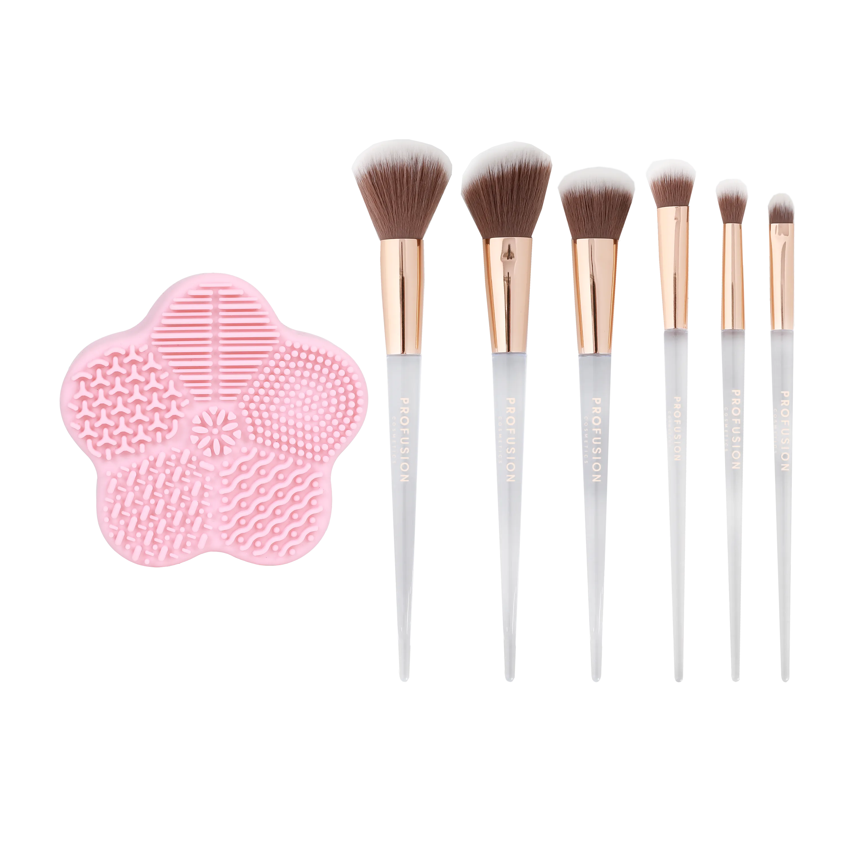 Frosted Snow Sparkle | 7 PC Makeup Brush & Cleaning Mat Set