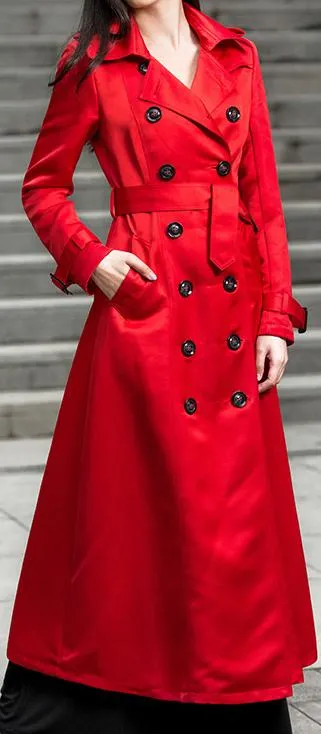 Long Red Trench Coat