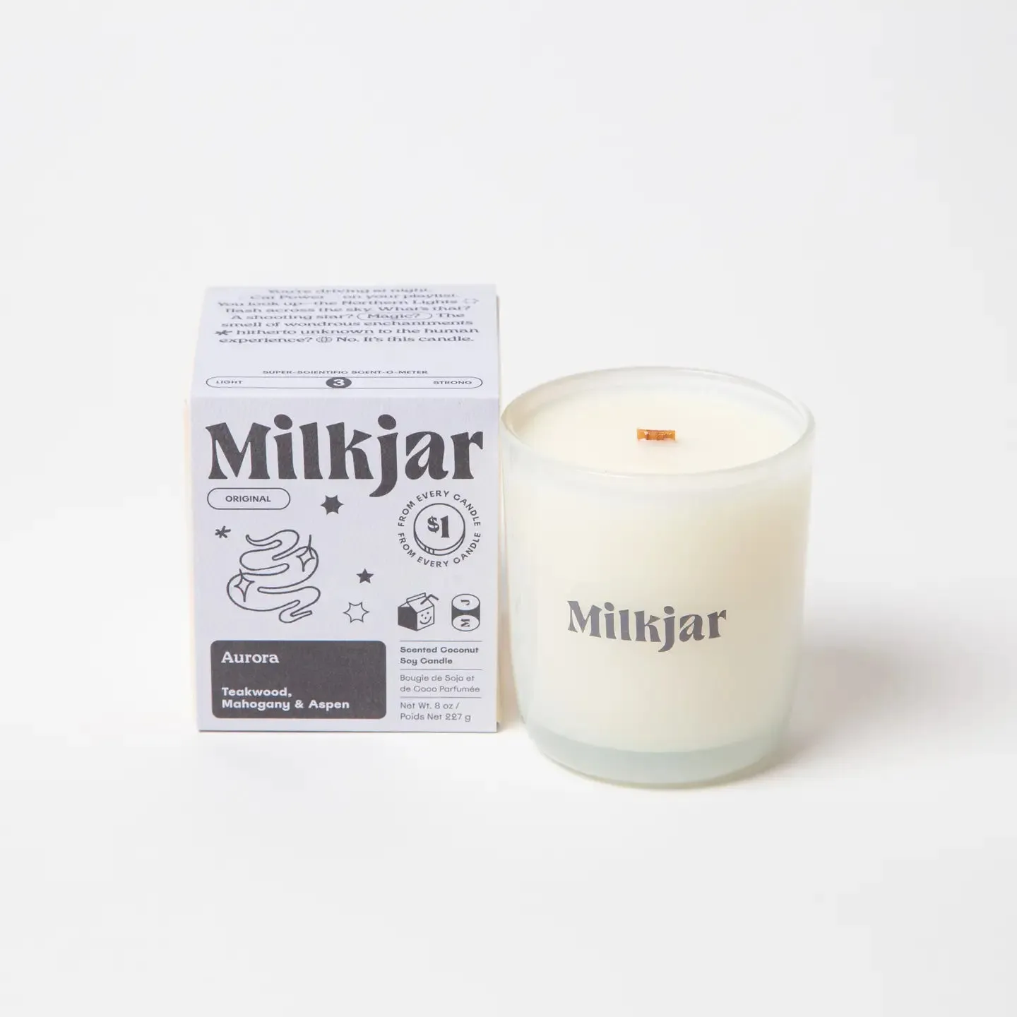 Milk Jar Candle Co Aurora - Mahogany Teakwood & Aspen Coconut Soy 8oz Candle