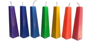 Modern VIBGYOR Pyramid Pillar Candles Votive Centerpiece Tabletop Tealight for Home Living Room Decor Best Gifting Item