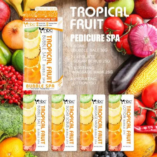 NBC Pedicure Spa Foot Care In A Box 4 Step Set - Tropical Fruit Scent (Clearance)