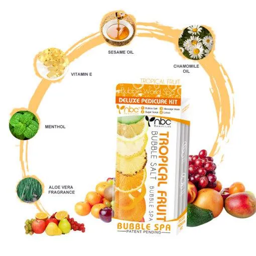 NBC Pedicure Spa Foot Care In A Box 4 Step Set - Tropical Fruit Scent (Clearance)