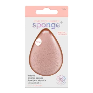 Real Techniques Sponge , Skin Care Facial Cleanser Tool, with Probiotics, exfoliate and clean pores, Miracle Complexion Sponge