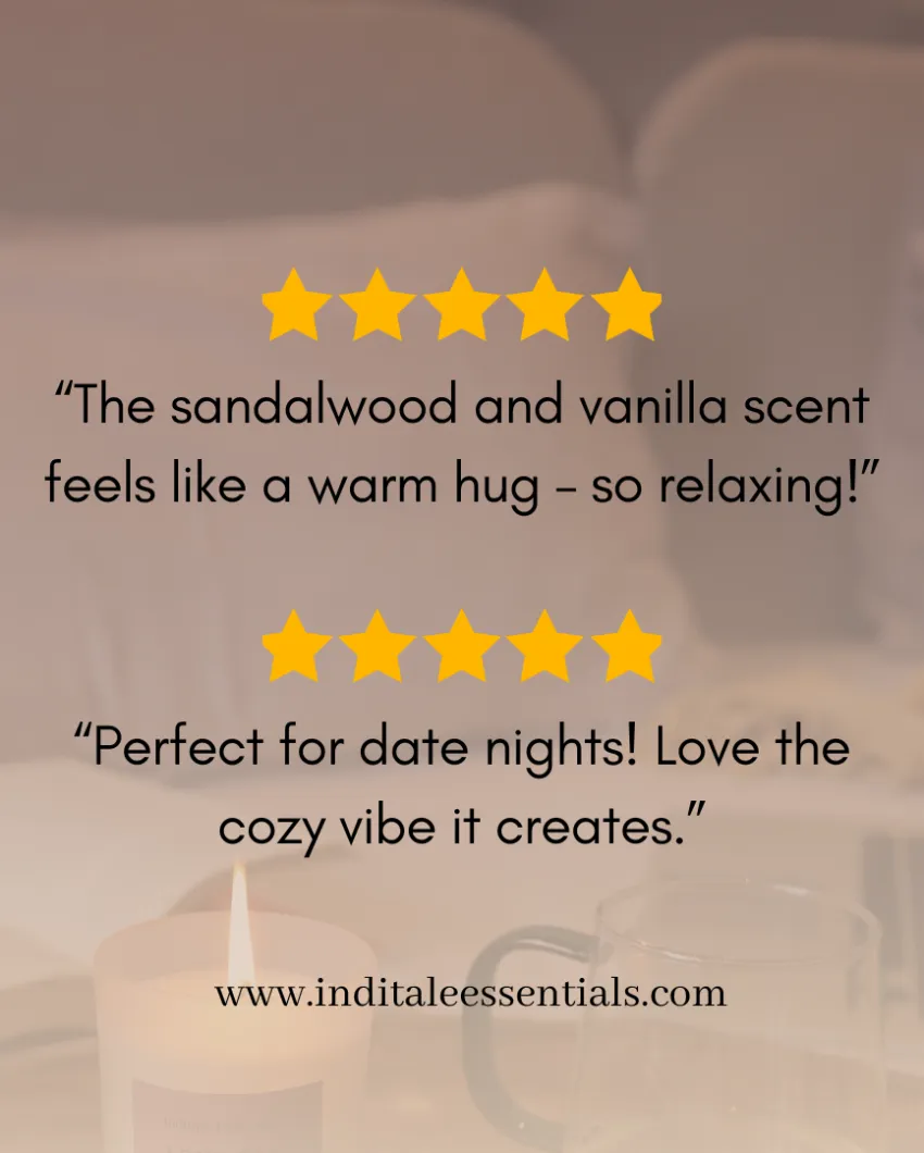 Sandalwood Vanilla And Musk Soy Wax Scented Candle | 7.6 x 7.6 cm / 3 x 3 inches
