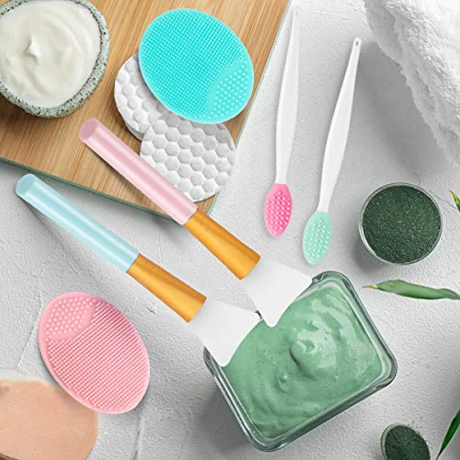 Silicone Face Scrubber, 2pcs Exfoliating Lip Brush, 2pcs Face Cleansing Brush,2pcs Silicone Face Mask Brush Exfoliator Blackhead Skin Care Tool