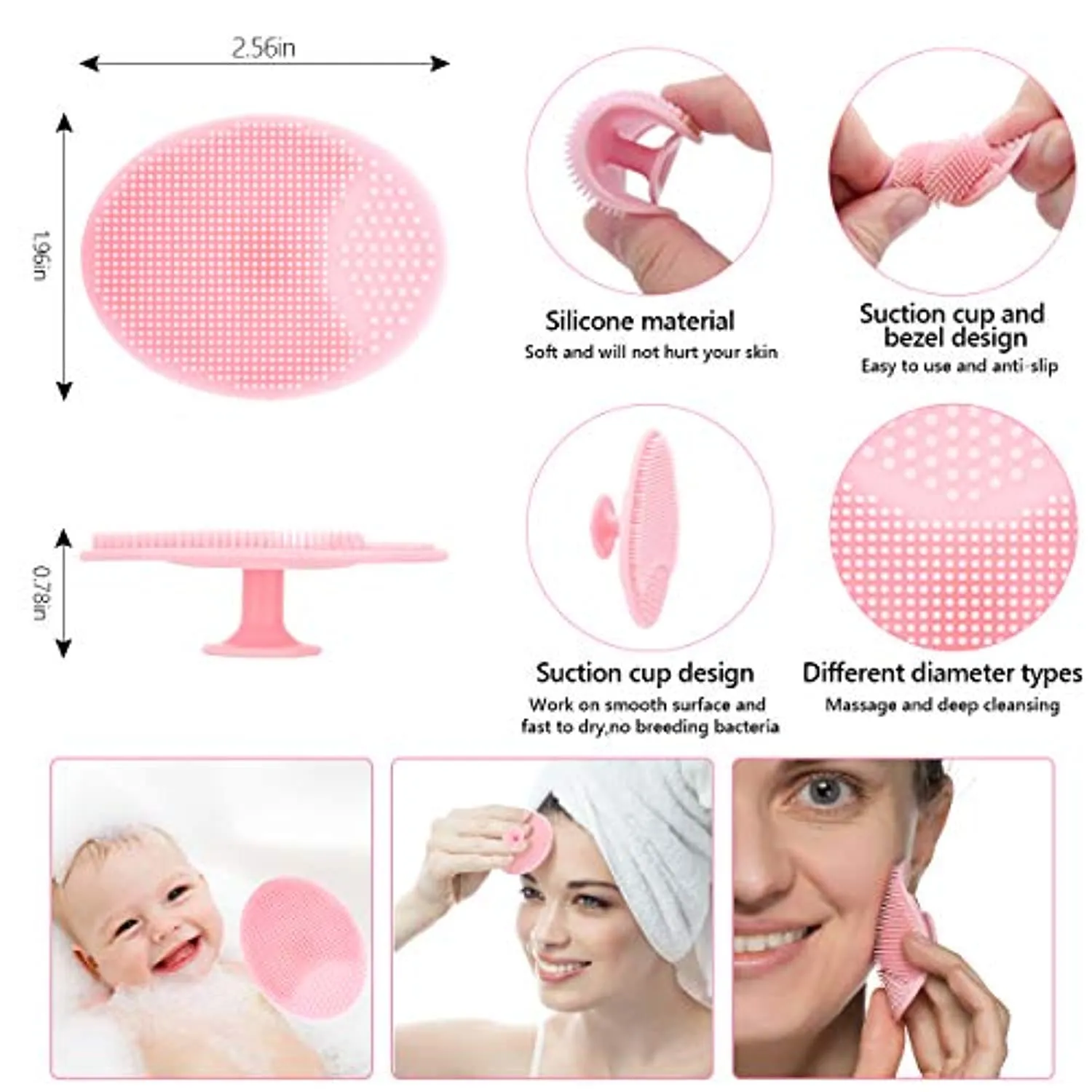Silicone Face Scrubber, 2pcs Exfoliating Lip Brush, 2pcs Face Cleansing Brush,2pcs Silicone Face Mask Brush Exfoliator Blackhead Skin Care Tool