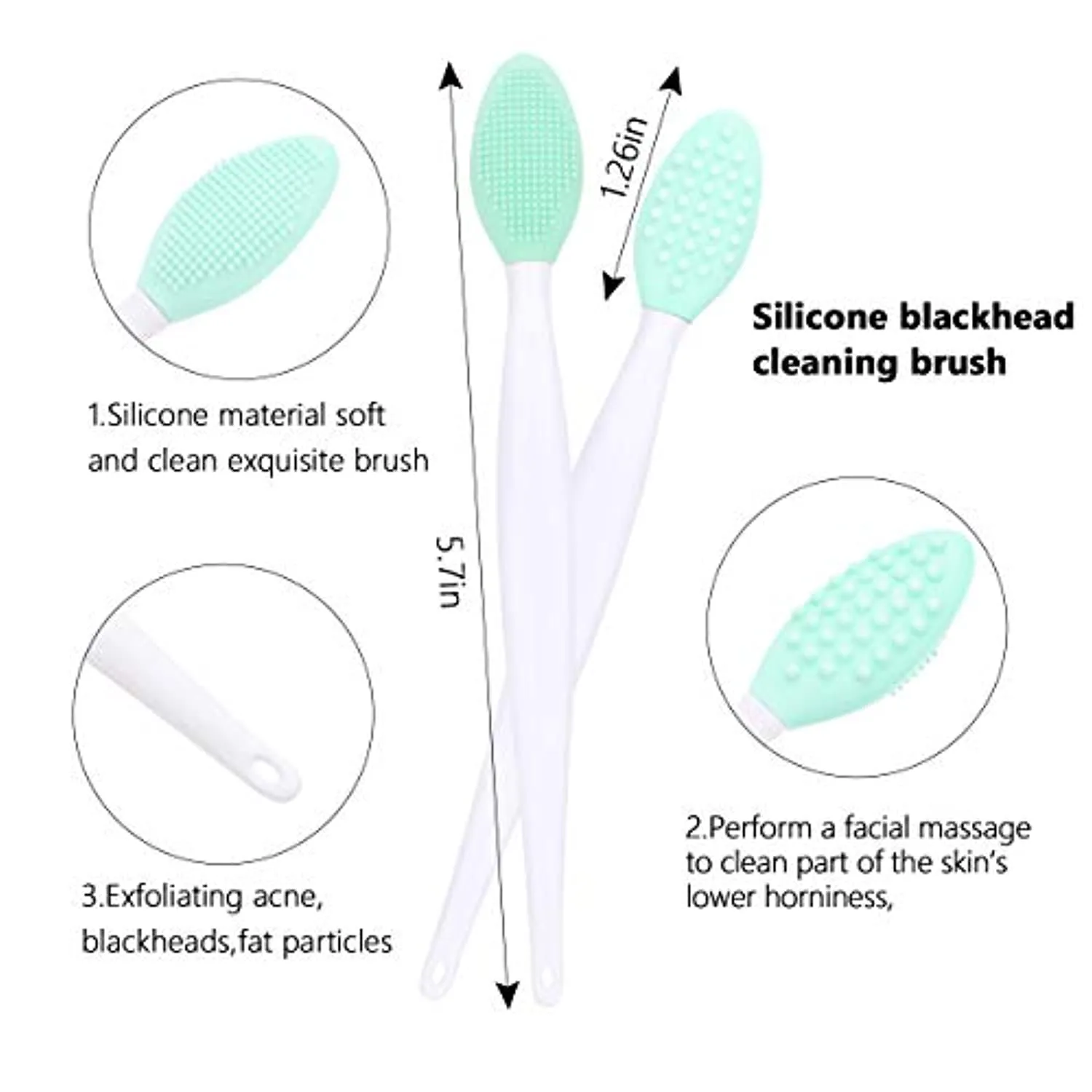 Silicone Face Scrubber, 2pcs Exfoliating Lip Brush, 2pcs Face Cleansing Brush,2pcs Silicone Face Mask Brush Exfoliator Blackhead Skin Care Tool