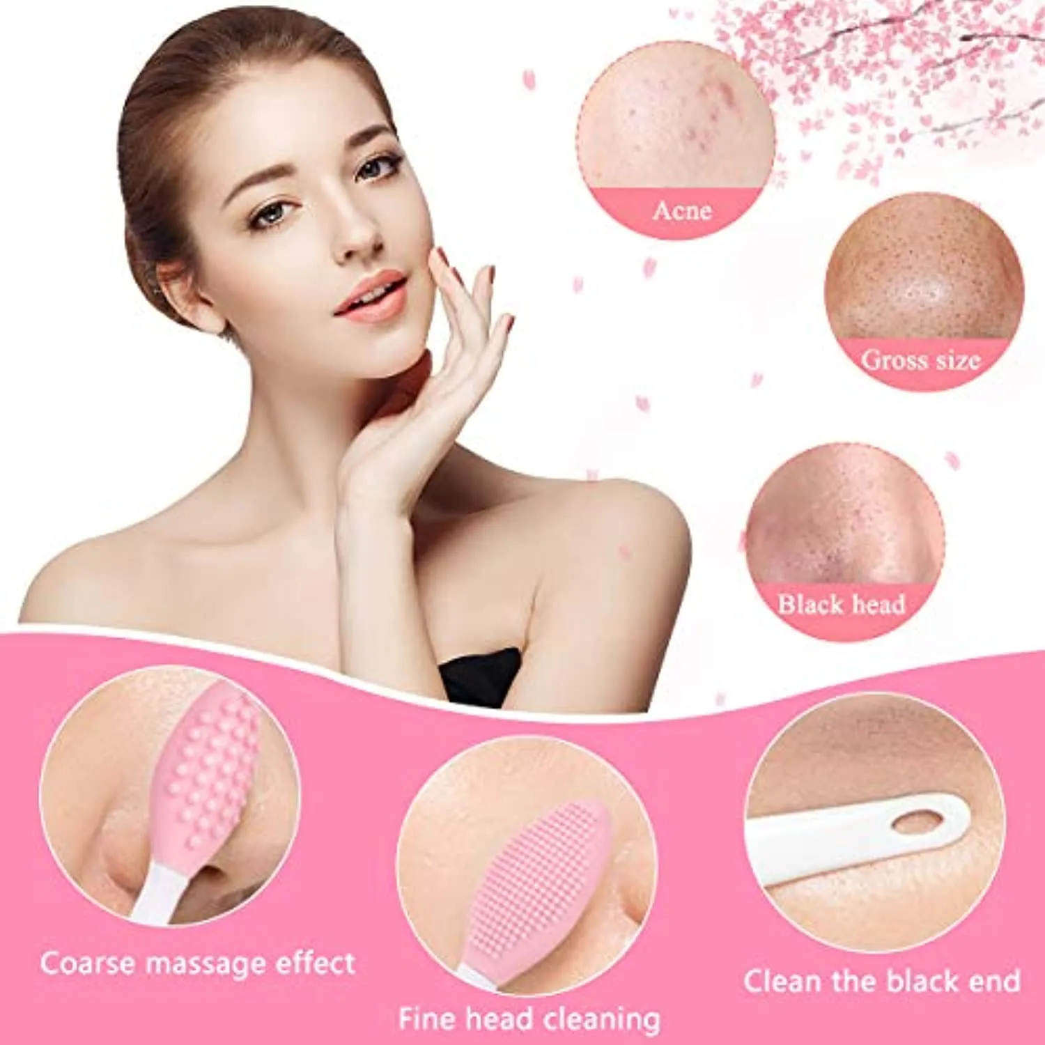 Silicone Face Scrubber, 2pcs Exfoliating Lip Brush, 2pcs Face Cleansing Brush,2pcs Silicone Face Mask Brush Exfoliator Blackhead Skin Care Tool