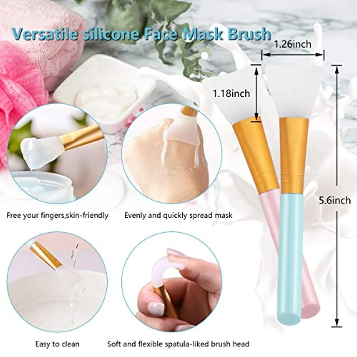 Silicone Face Scrubber, 2pcs Exfoliating Lip Brush, 2pcs Face Cleansing Brush,2pcs Silicone Face Mask Brush Exfoliator Blackhead Skin Care Tool
