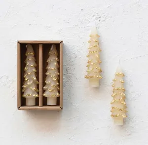 Unscented Tree Shaped Taper Candles w/ Gold Tips