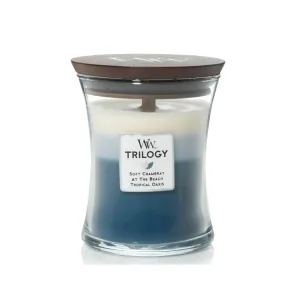 Woodwick Beachfront Cottage Trilogy Medium Candle Crackles As It Burns 275G Hourglass