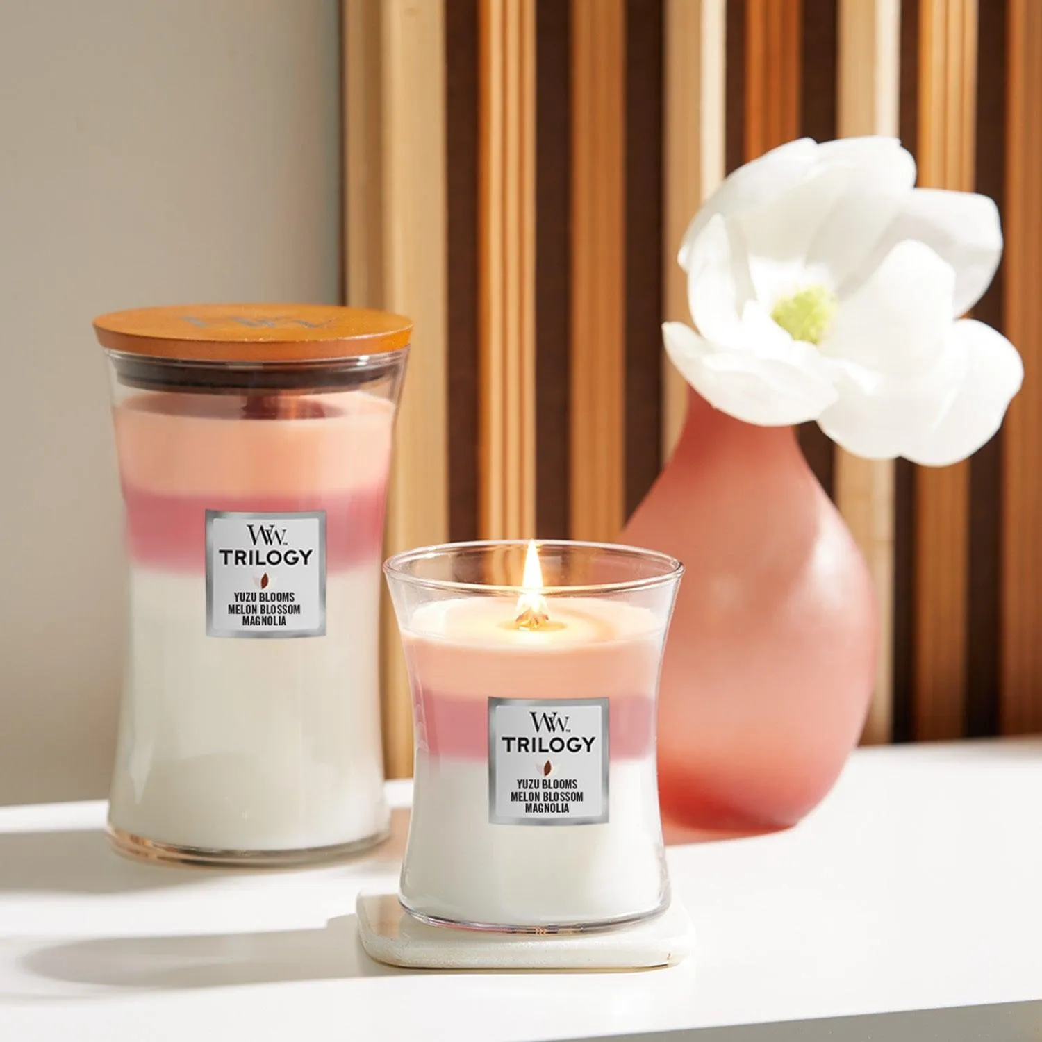 WoodWick Blooming Orchard Trilogy Large Candle Crackles As It Burns 610G Hourglass