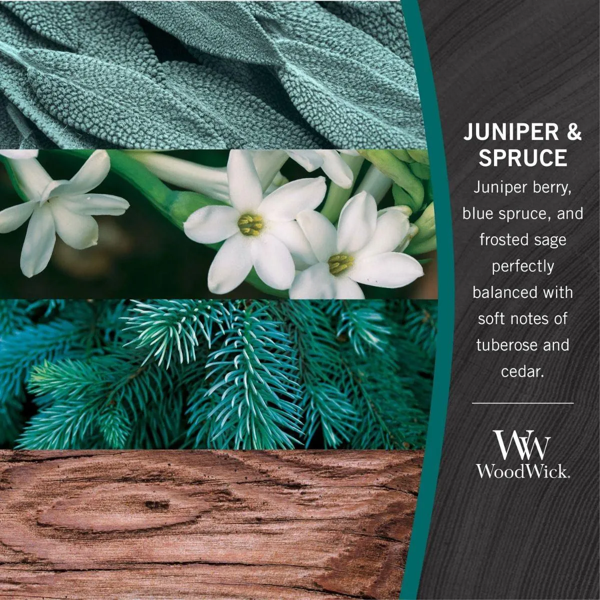 WoodWick Juniper & Spruce Large Candle Crackles As It Burns 610G Hourglass
