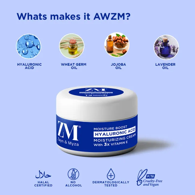 Zayn & Myza Moisture Boost Hyaluronic Acid Moisturizing Cream with 3x Vitamin E (50gm)